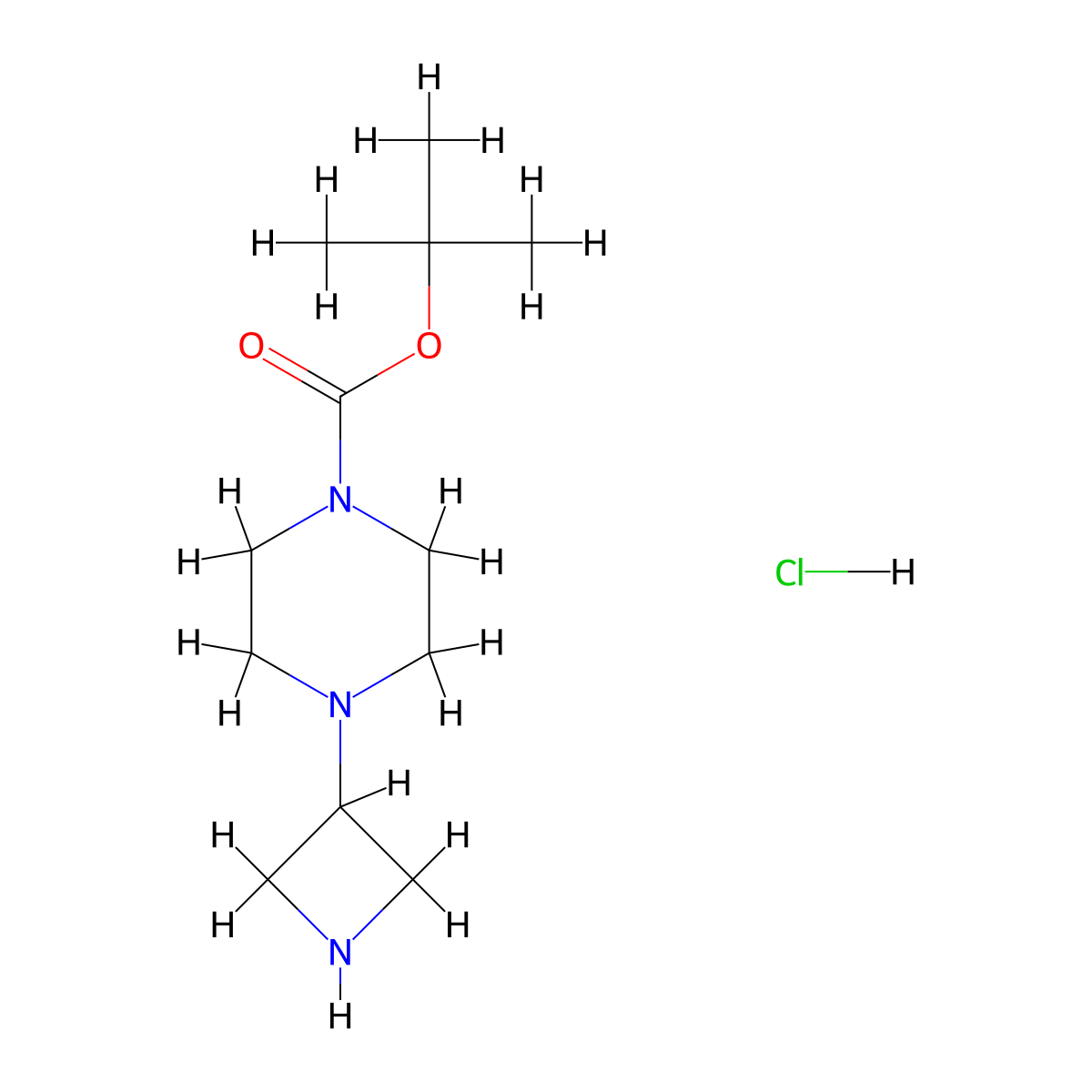Tert-butyl 4-(azetidin-3-yl)piperazine-1-carboxylate hydrochloride molecular structure, CAS 178312-58-8