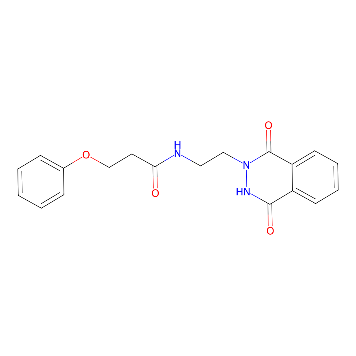 N-[2-(1,4-dioxo-3,4-dihydrophthalazin-2(1H)-yl)ethyl]-3-phenoxypropanamide molecular structure, CAS 1783244-53-0