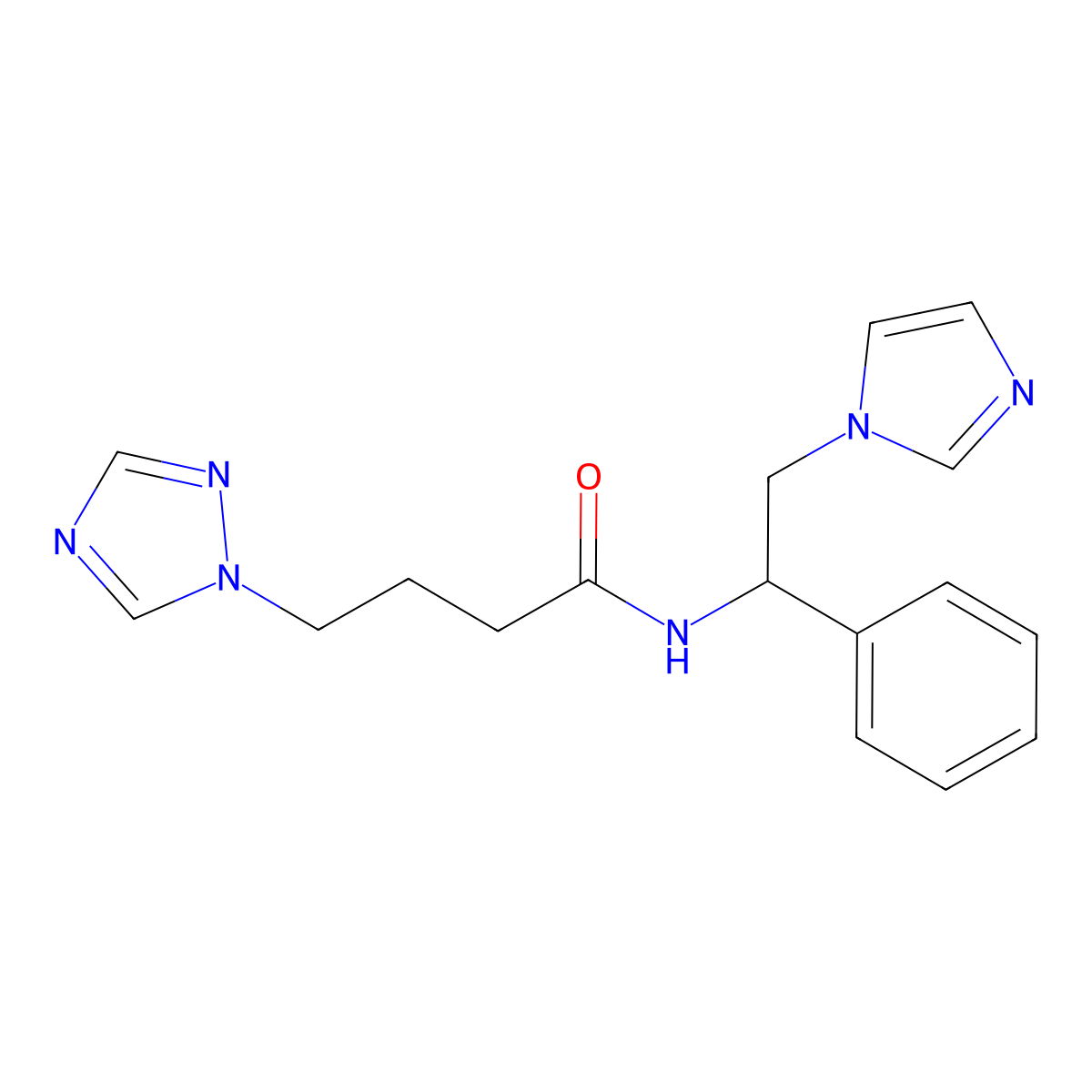 N-[2-(1H-imidazol-1-yl)-1-phenylethyl]-4-(1H-1,2,4-triazol-1-yl)butanamide molecular structure, CAS 1783247-27-7