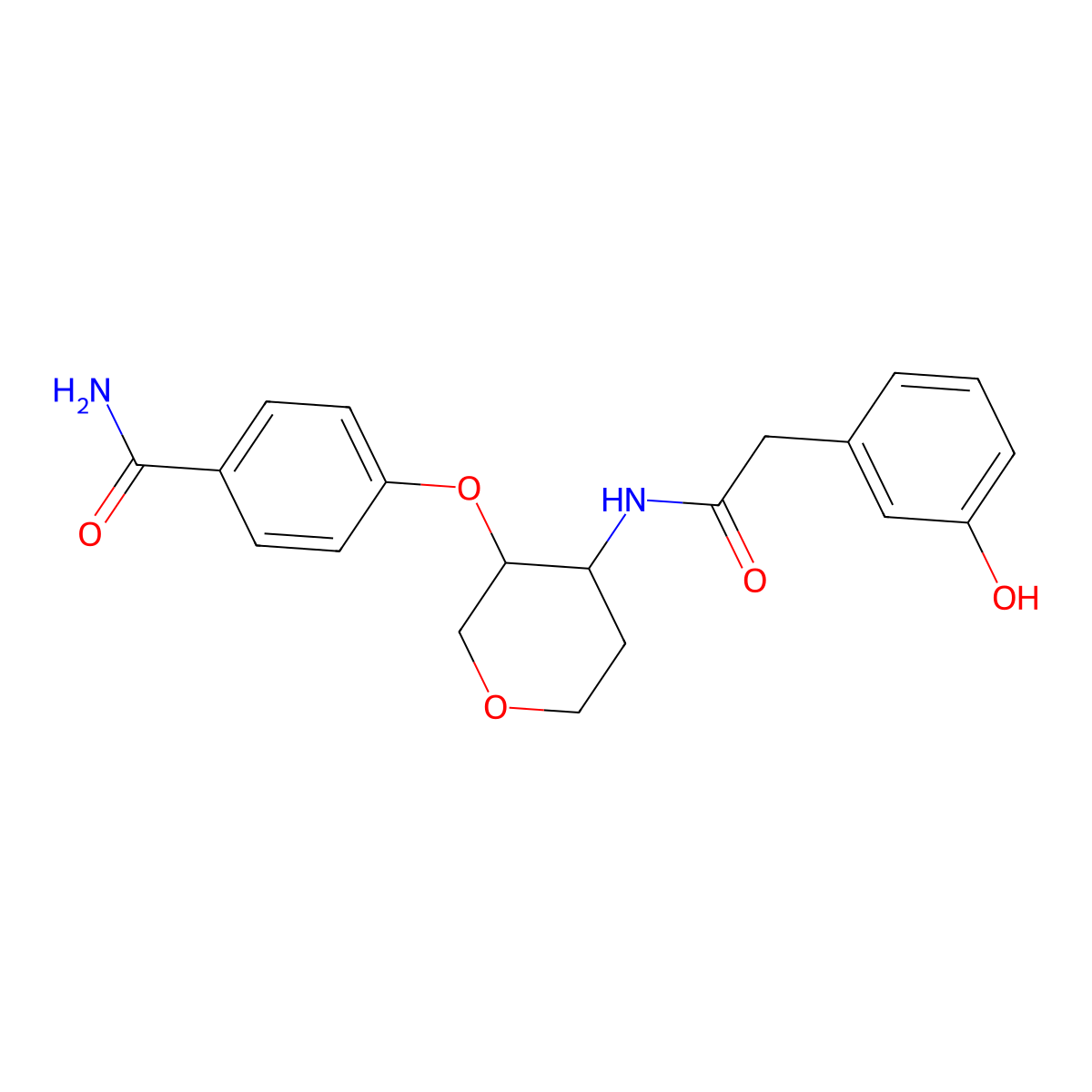 4-[(trans-4-{[(3-hydroxyphenyl)acetyl]amino}tetrahydro-2H-pyran-3-yl)oxy]benzamide molecular structure, CAS 1783256-97-2