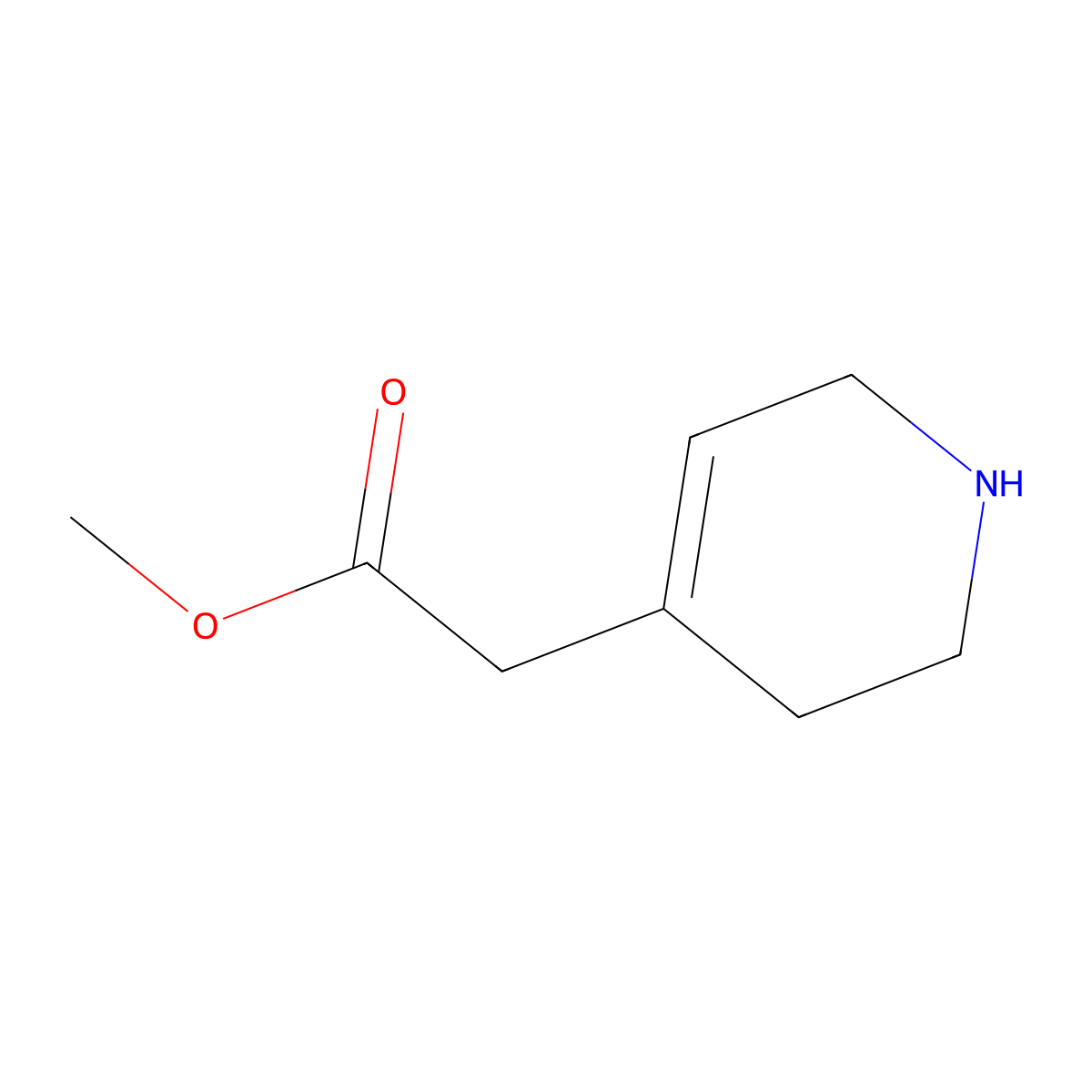 Methyl 2-(1,2,3,6-tetrahydropyridin-4-yl)acetate molecular structure, CAS 1783316-57-3