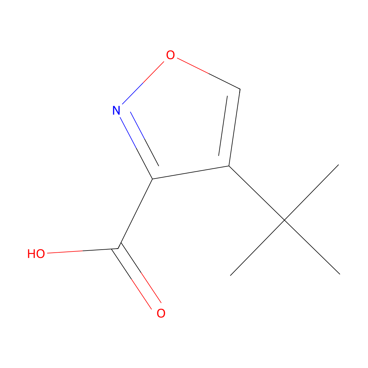 4-Tert-butyl-1,2-oxazole-3-carboxylic acid molecular structure, CAS 1783326-15-7