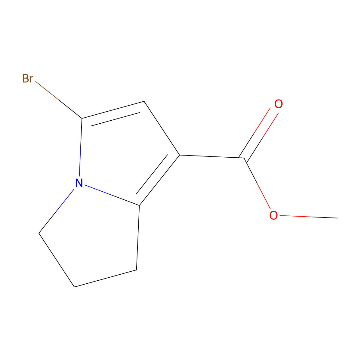 methyl 5-bromo-2,3-dihydro-1H-pyrrolizine-7-carboxylate molecular structure, CAS 1783330-05-1