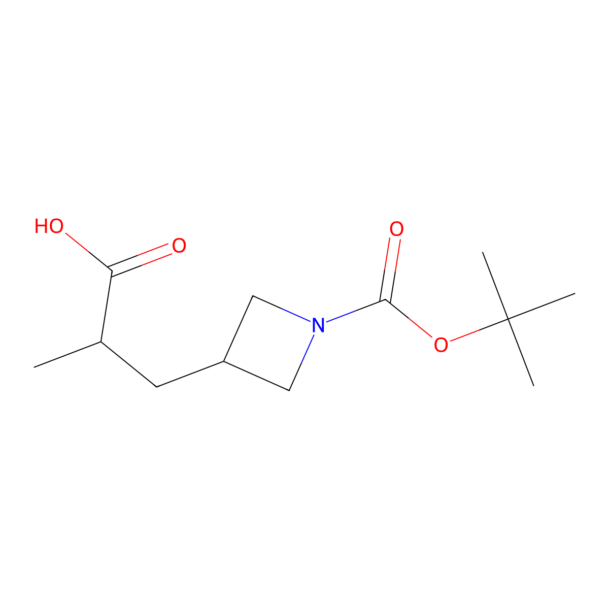 3-{1-[(Tert-butoxy)carbonyl]azetidin-3-yl}-2-methylpropanoic acid molecular structure, CAS 1783330-07-3