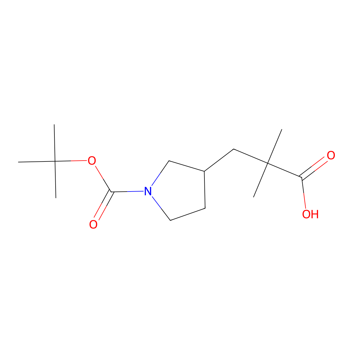 3-{1-[(Tert-butoxy)carbonyl]pyrrolidin-3-yl}-2,2-dimethylpropanoic acid molecular structure, CAS 1783330-14-2
