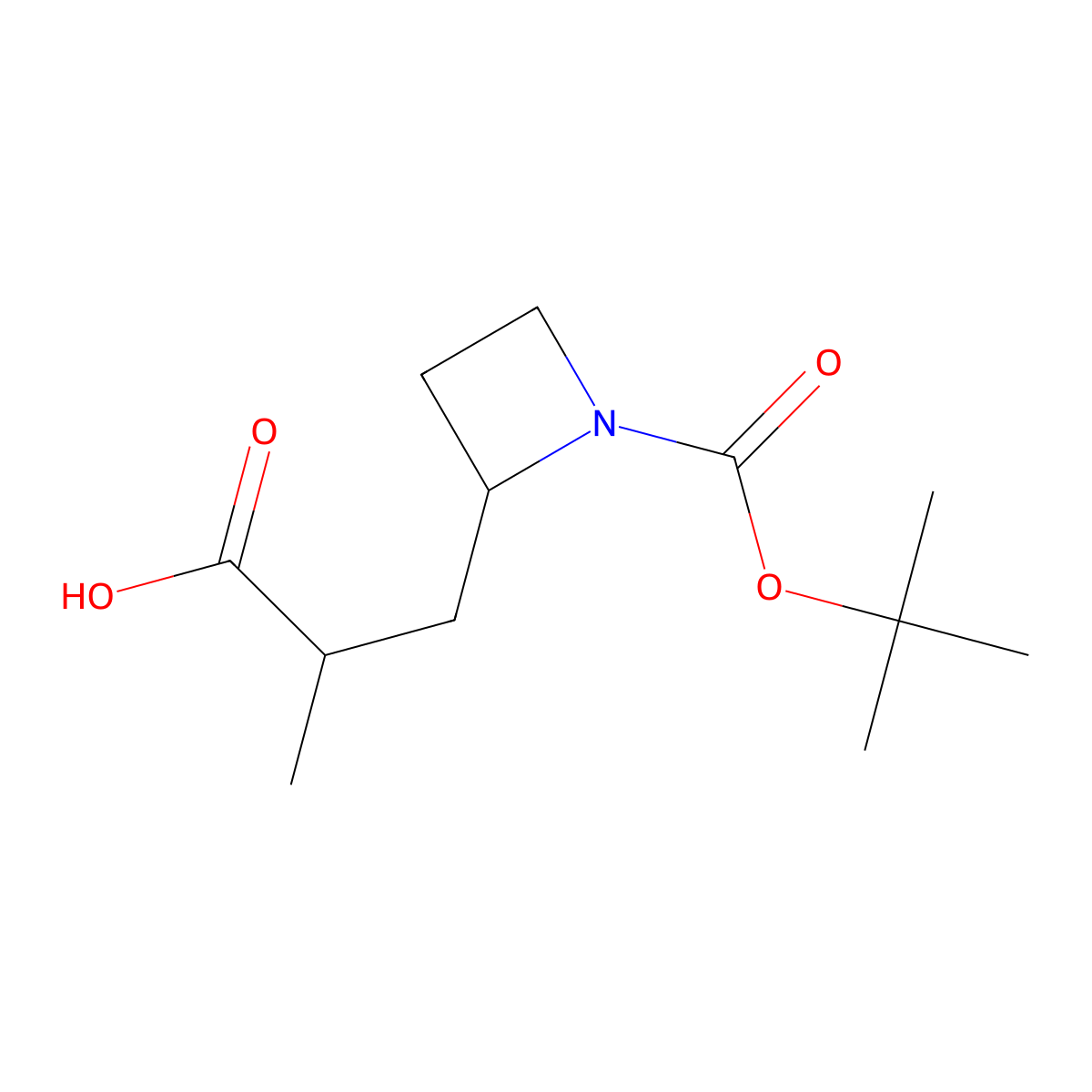 3-{1-[(Tert-butoxy)carbonyl]azetidin-2-yl}-2-methylpropanoic acid molecular structure, CAS 1783330-77-7