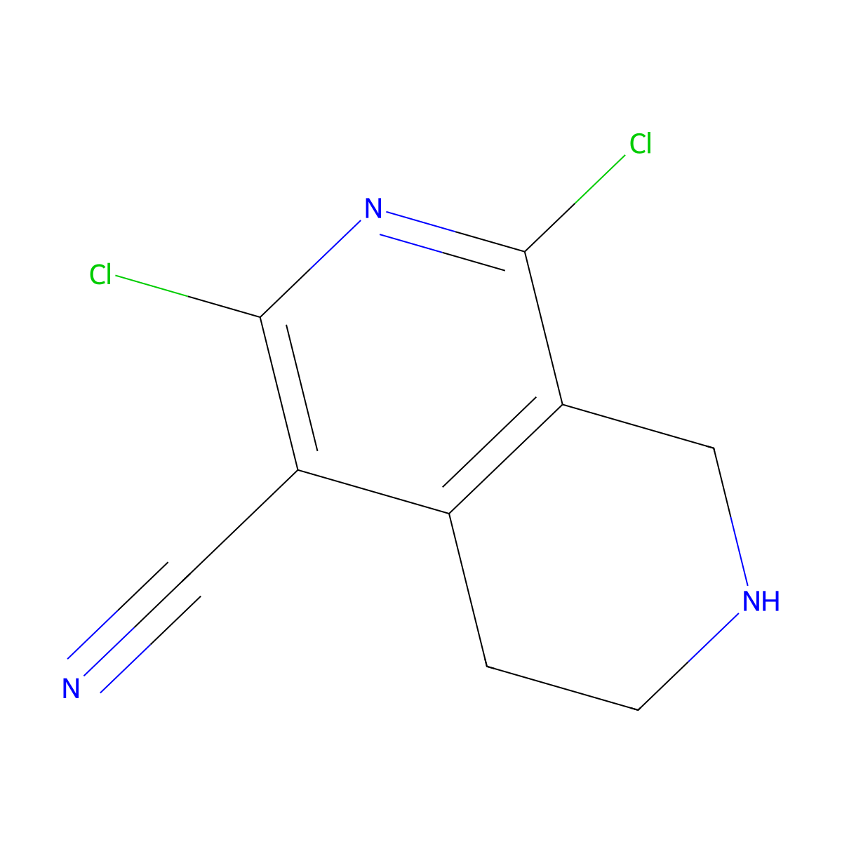 1,3-Dichloro-5,6,7,8-tetrahydro-2,7-naphthyridine-4-carbonitrile molecular structure, CAS 1783331-02-1
