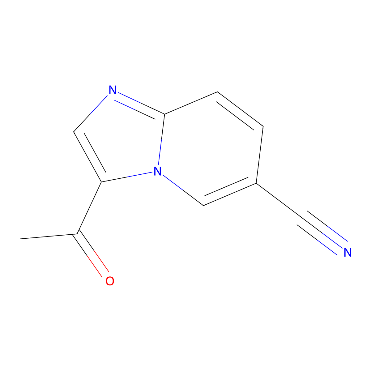 3-Acetylimidazo[1,2-a]pyridine-6-carbonitrile molecular structure, CAS 1783338-22-6