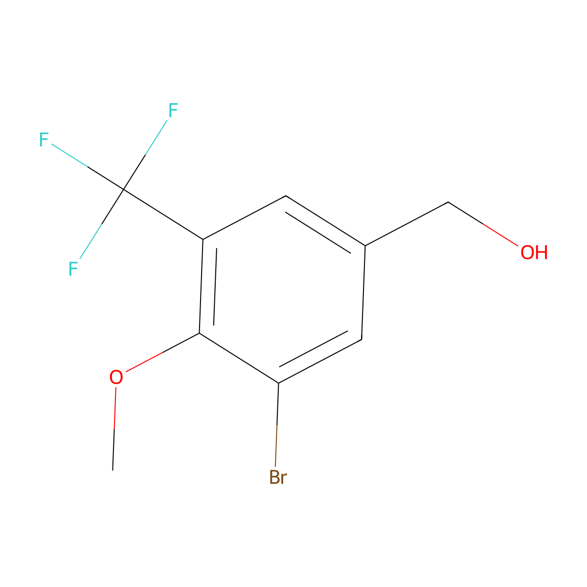 (3-Bromo-4-methoxy-5-(trifluoromethyl)phenyl)methanol molecular structure, CAS 1783346-25-7