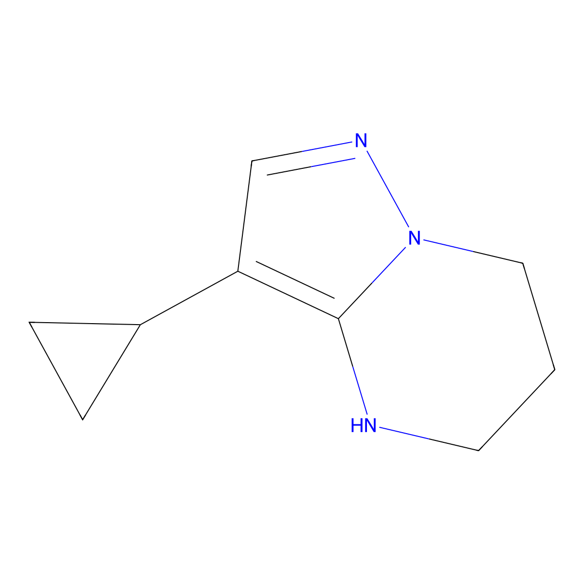 3-cyclopropyl-4H,5H,6H,7H-pyrazolo[1,5-a]pyrimidine molecular structure, CAS 1783349-30-3