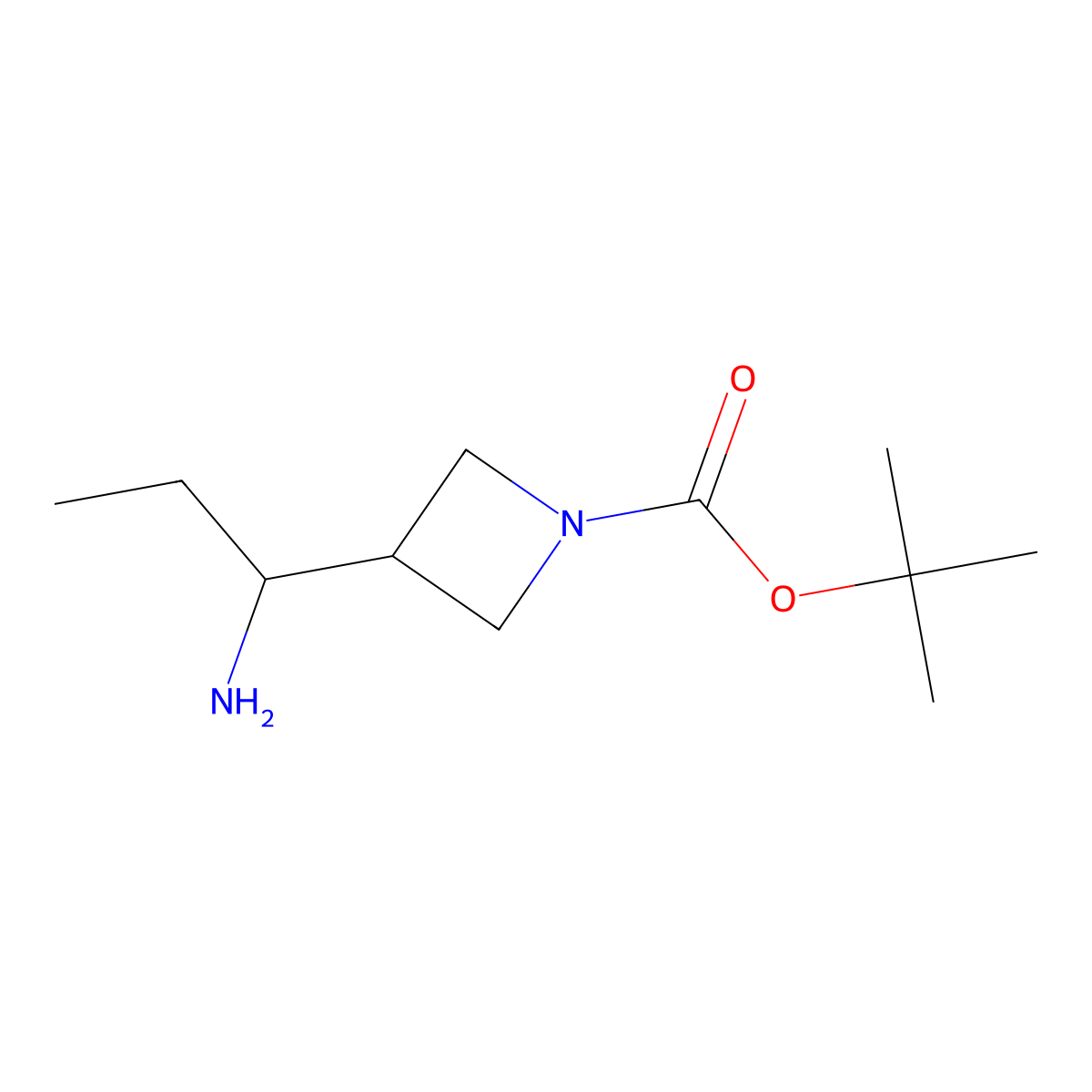 tert-Butyl 3-(1-aminopropyl)azetidine-1-carboxylate molecular structure, CAS 1783350-33-3