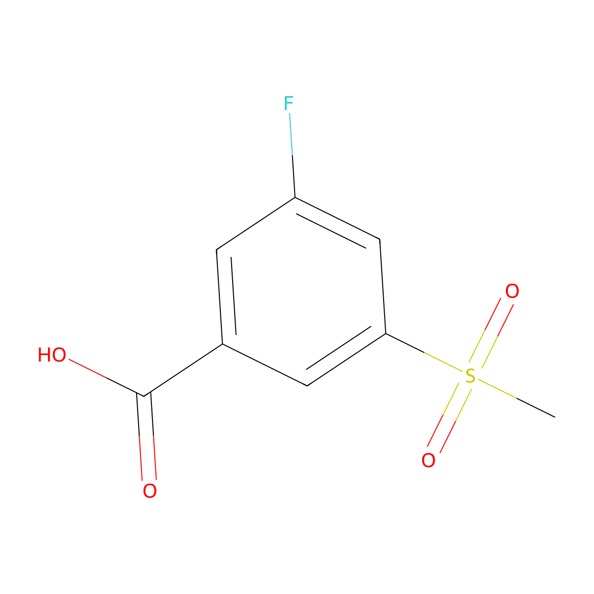 3-Fluoro-5-(methylsulfonyl)benzoic acid molecular structure, CAS 1783354-37-9