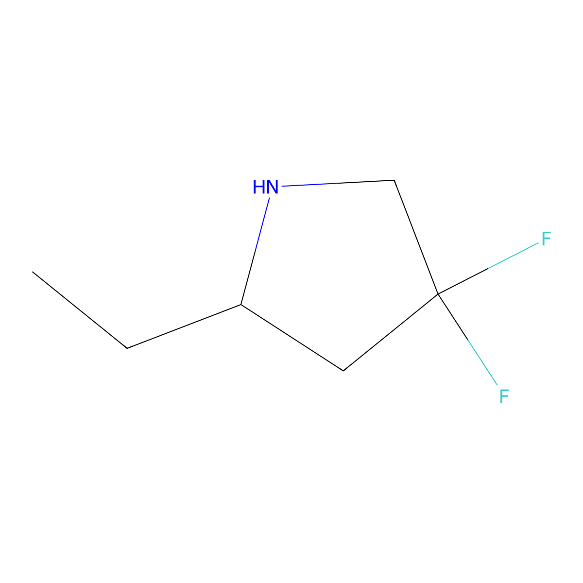 2-Ethyl-4,4-difluoropyrrolidine molecular structure, CAS 1783356-28-4