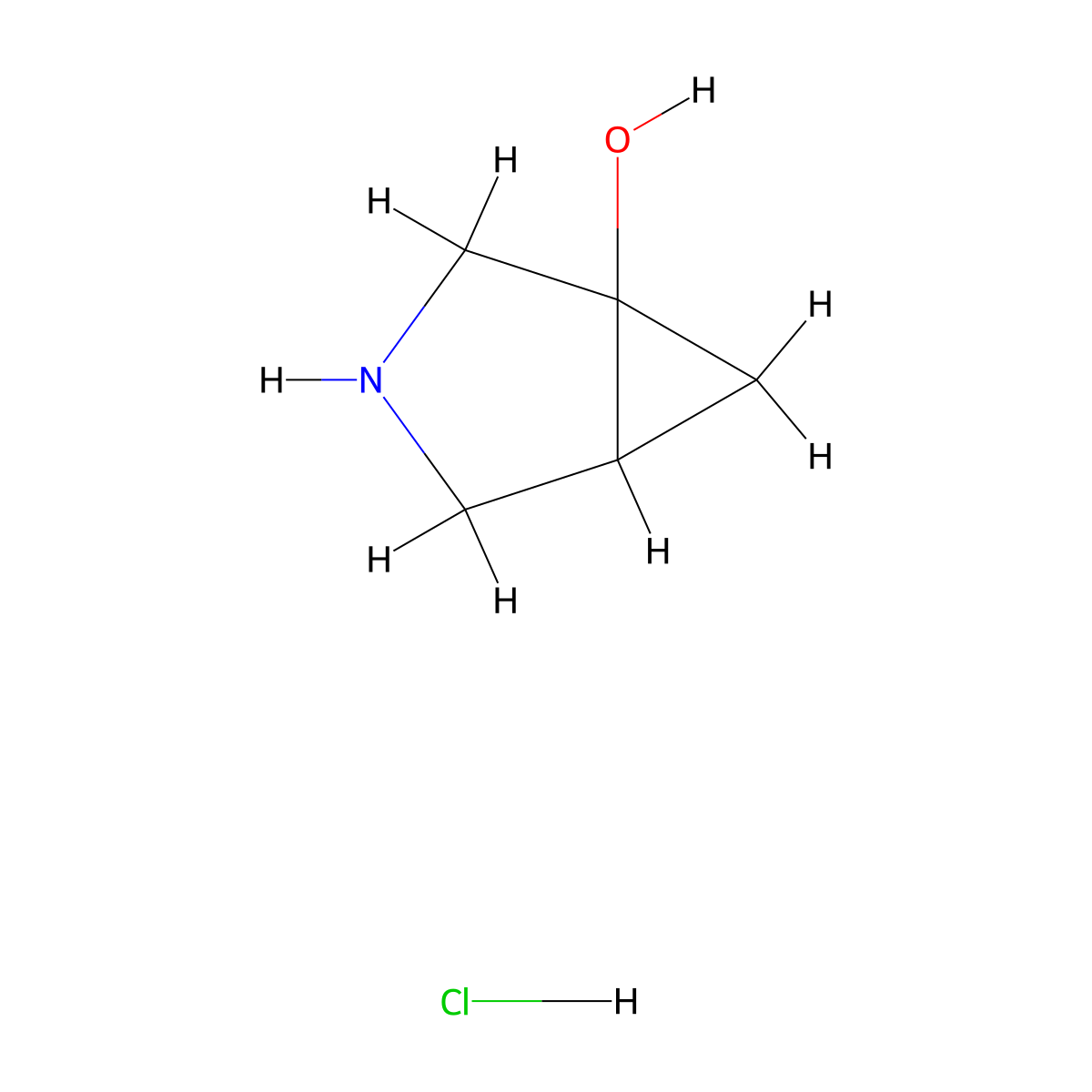 3-Azabicyclo(3.1.0)hexan-1-ol hydrochloride molecular structure, CAS 1783356-49-9