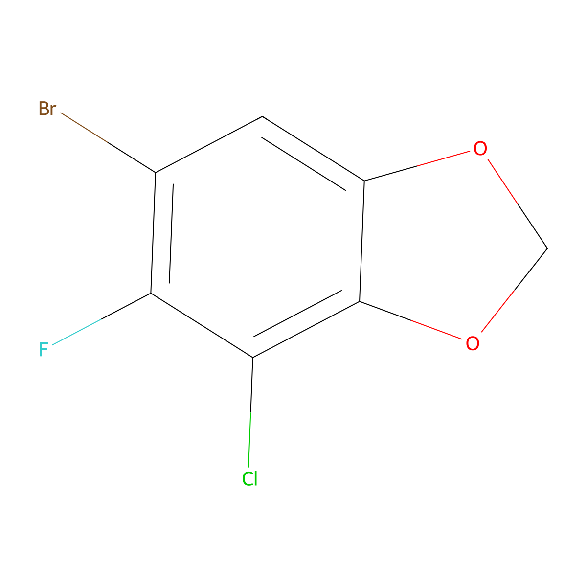 6-Bromo-4-chloro-5-fluoro-1,3-dioxaindane molecular structure, CAS 1783357-86-7
