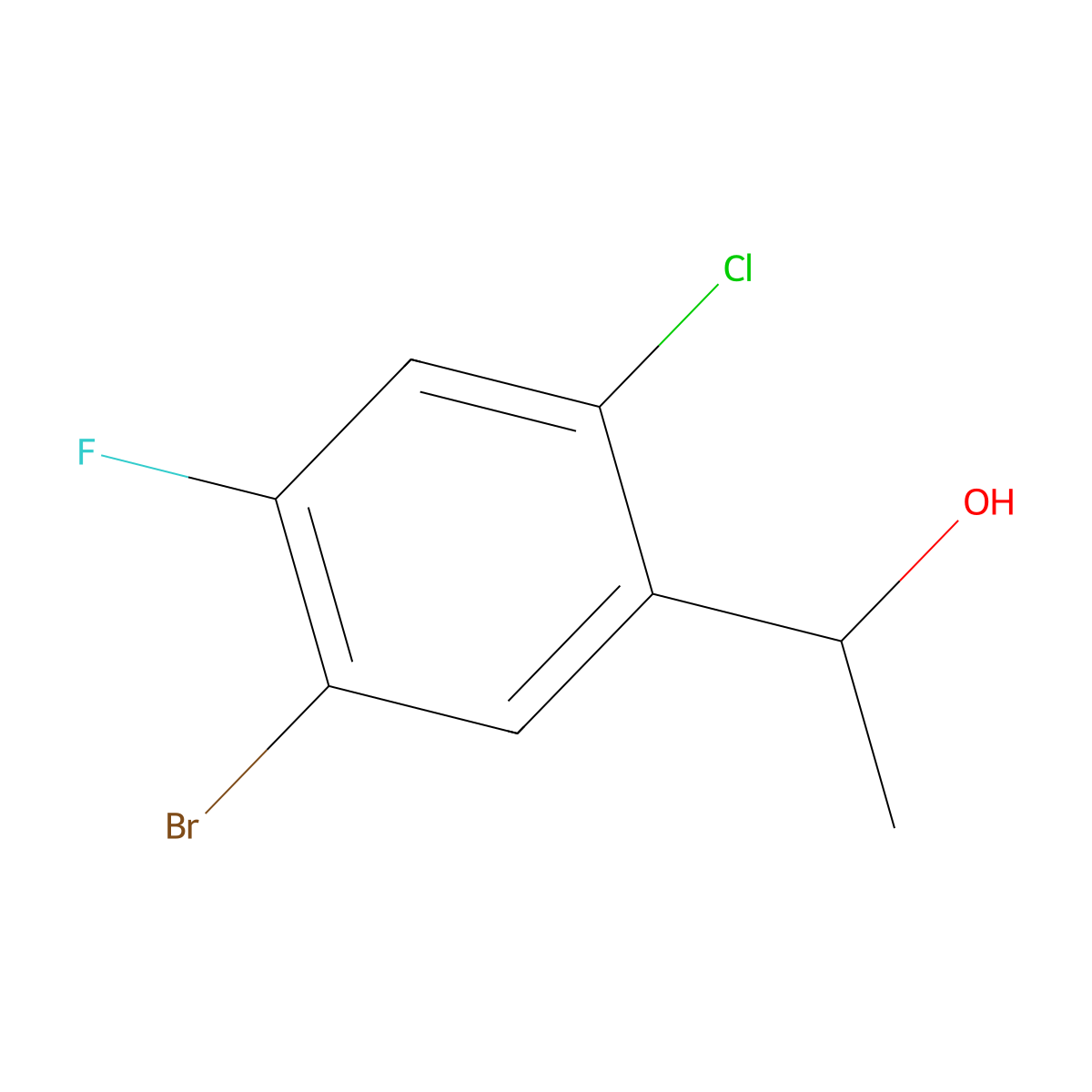 1-(5-Bromo-2-chloro-4-fluorophenyl)ethanol molecular structure, CAS 1783358-10-0