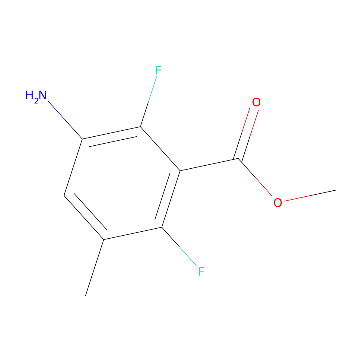 Methyl 3-amino-2,6-difluoro-5-methylbenzoate molecular structure, CAS 1783372-25-7