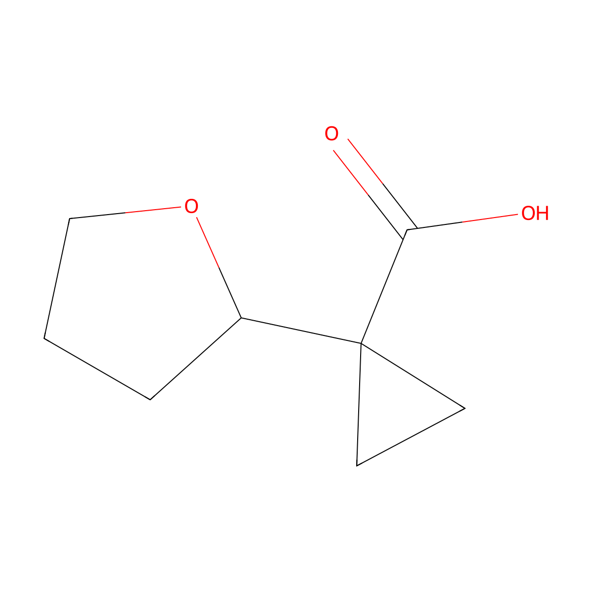 1-(Oxolan-2-yl)cyclopropane-1-carboxylic acid molecular structure, CAS 1783375-83-6