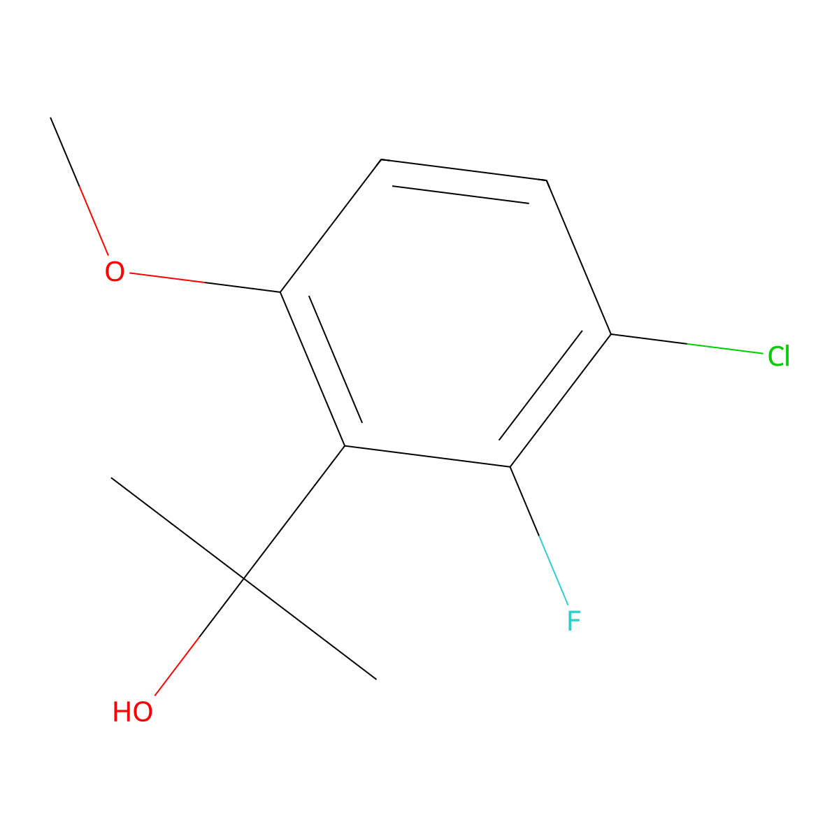 2-(3-Chloro-2-fluoro-6-methoxyphenyl)propan-2-ol molecular structure, CAS 1783384-20-2
