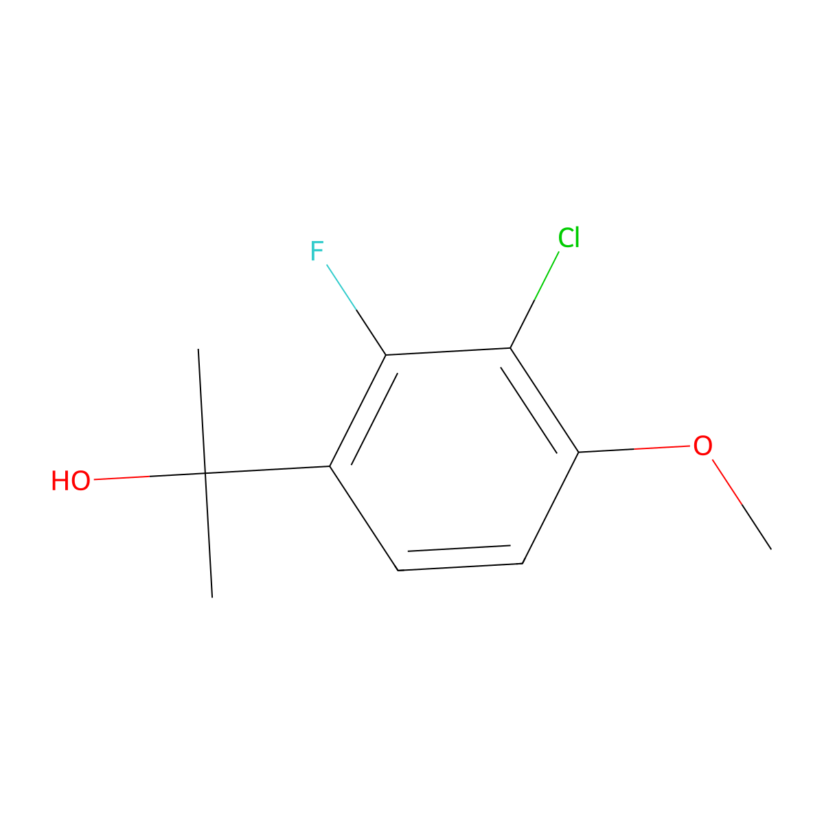 3-Chloro-2-fluoro-4-methoxy-alpha,alpha-dimethylbenZenemethanol molecular structure, CAS 1783384-60-0