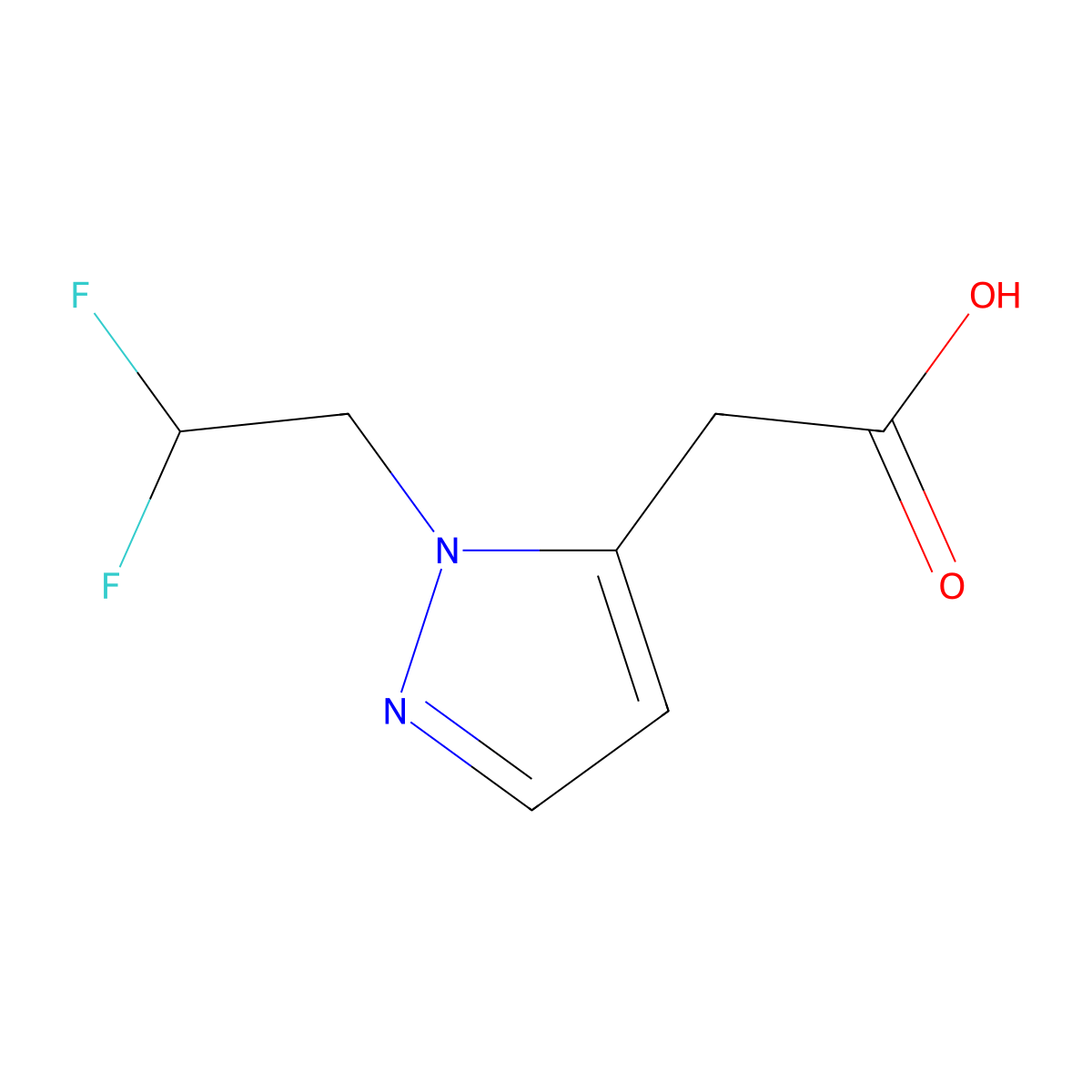 [1-(2,2-Difluoroethyl)-1H-pyrazol-5-yl]acetic acid molecular structure, CAS 1783389-15-0