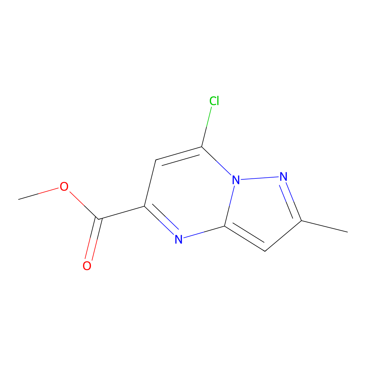 Methyl 7-chloro-2-methylpyrazolo[1,5-a]pyrimidine-5-carboxylate molecular structure, CAS 1783390-73-7