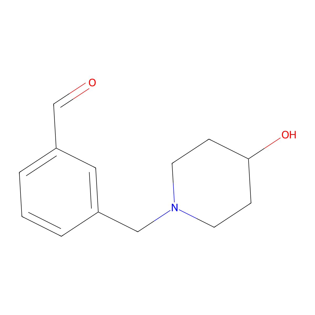 3-[(4-Hydroxypiperidin-1-yl)methyl]benzaldehyde molecular structure, CAS 1783394-32-0