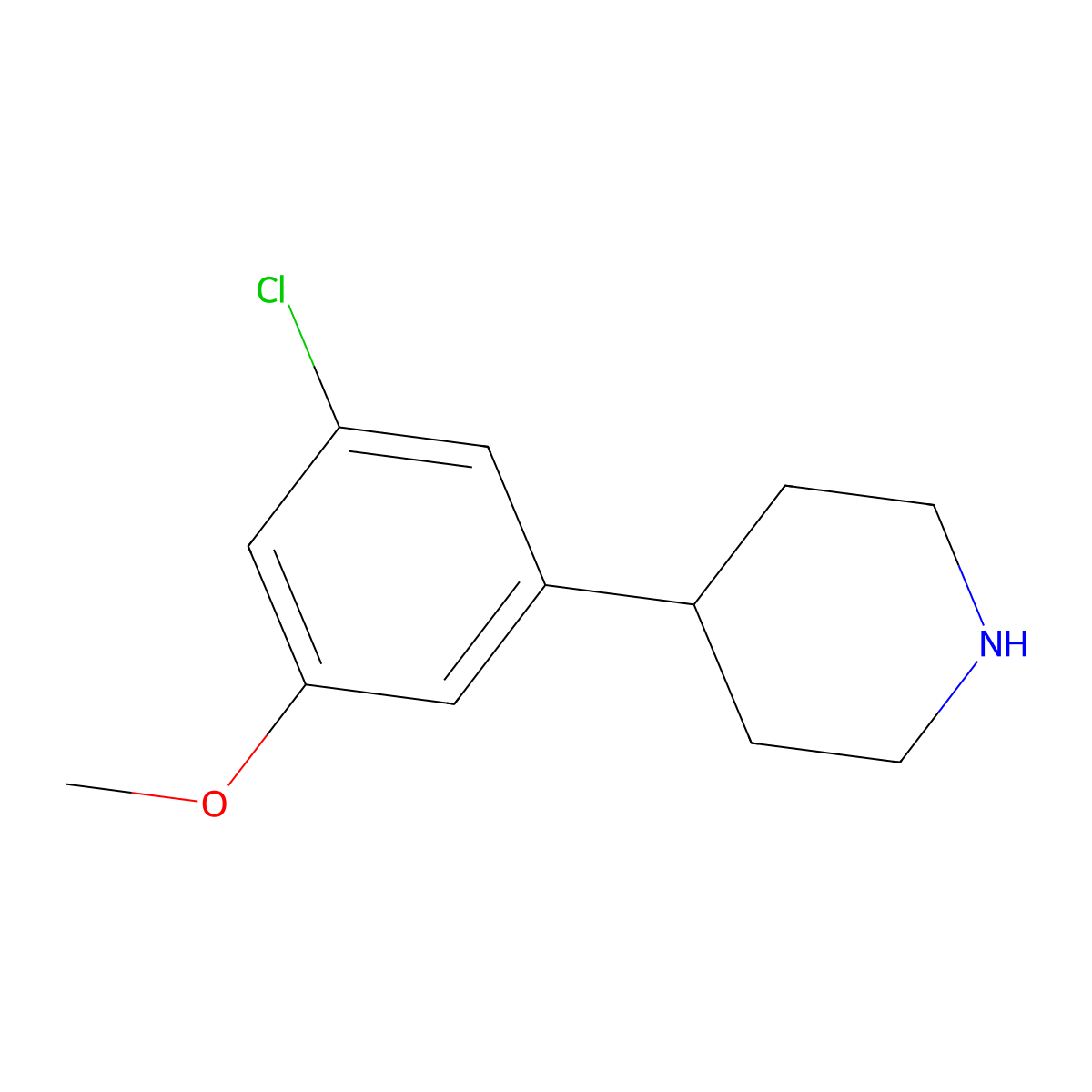 4-(3-Chloro-5-methoxyphenyl)piperidine molecular structure, CAS 1783405-60-6
