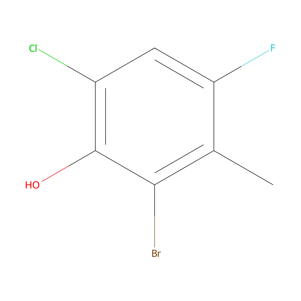 2-Bromo-6-chloro-4-fluoro-3-methylphenol molecular structure, CAS 1783423-98-2
