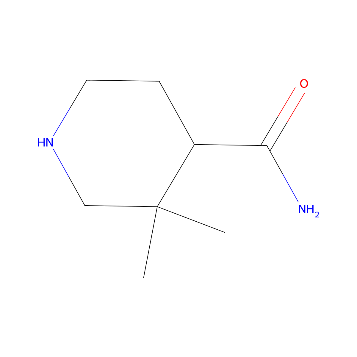 3,3-Dimethylpiperidine-4-carboxamide molecular structure, CAS 1783427-72-4