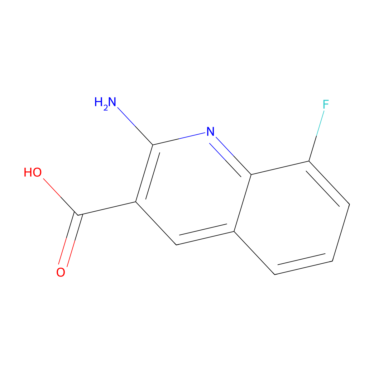 2-Amino-8-fluoroquinoline-3-carboxylic acid molecular structure, CAS 1783433-63-5
