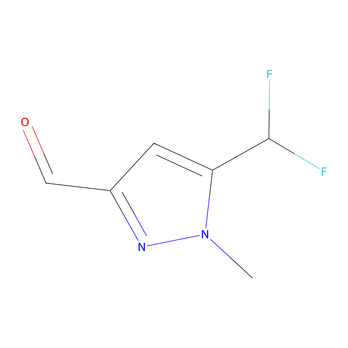5-(difluoromethyl)-1-methyl-1H-pyrazole-3-carbaldehyde molecular structure, CAS 1783446-93-4