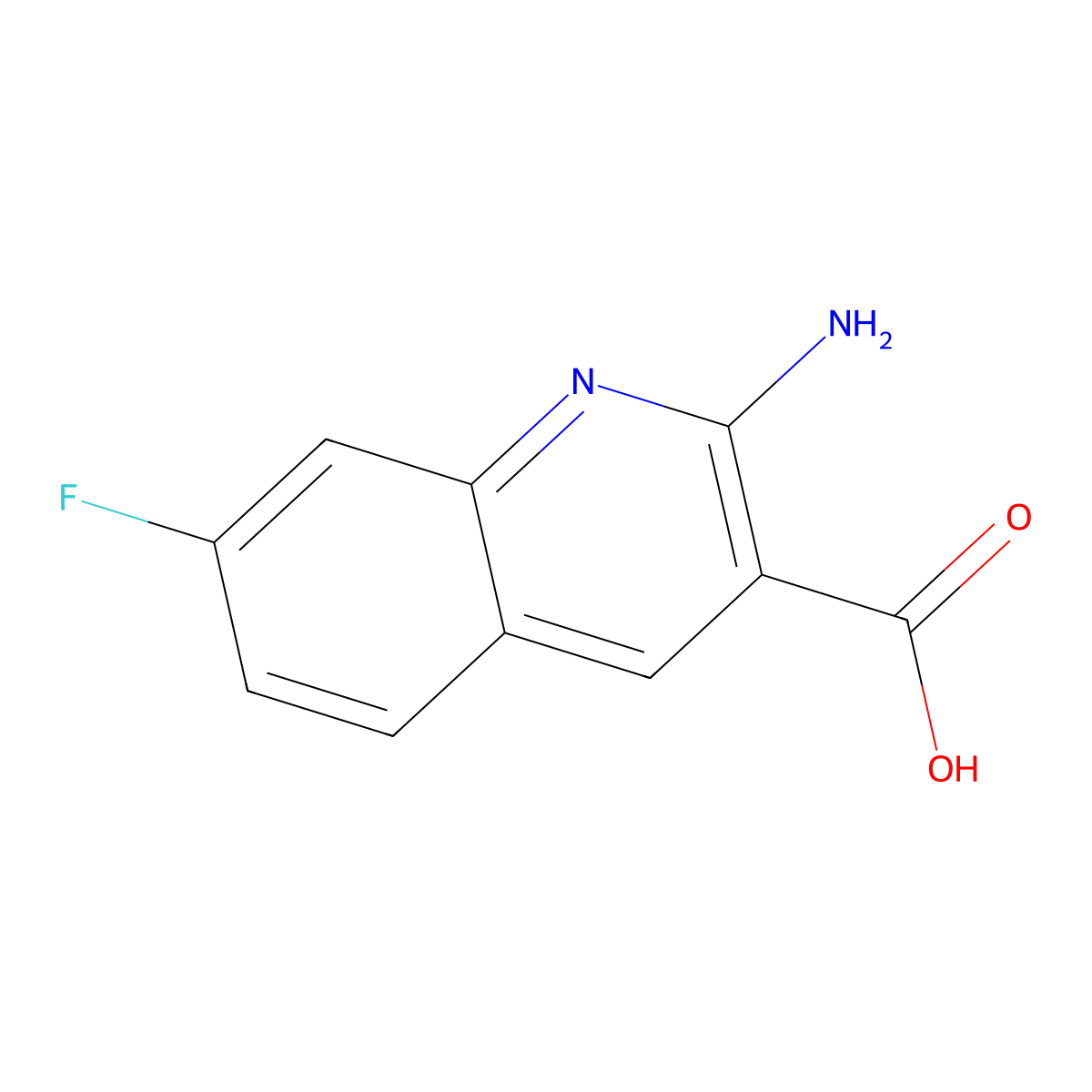 2-Amino-7-fluoroquinoline-3-carboxylic acid molecular structure, CAS 1783471-28-2