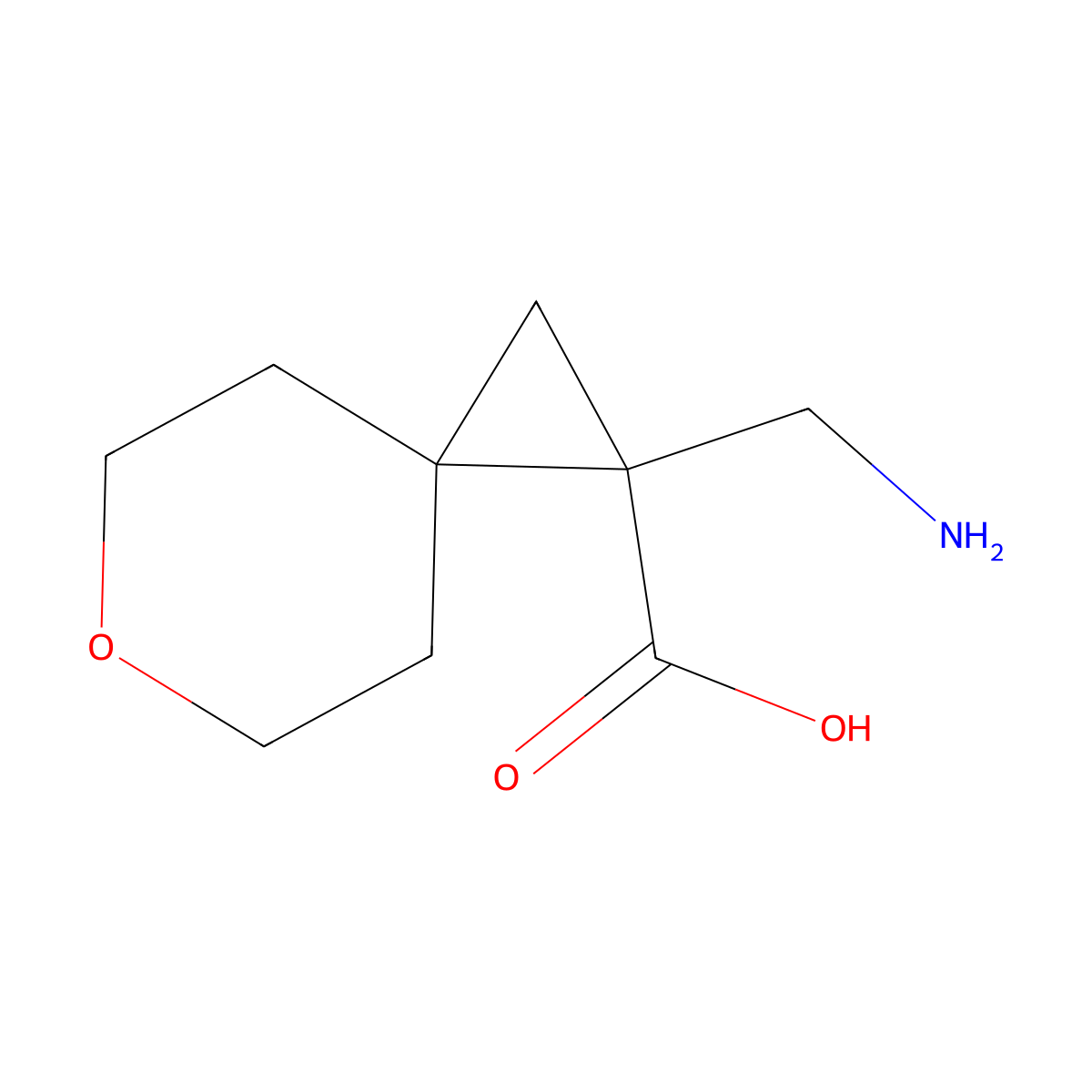 1-(Aminomethyl)-6-oxaspiro[2.5]octane-1-carboxylic acid molecular structure, CAS 1783511-43-2