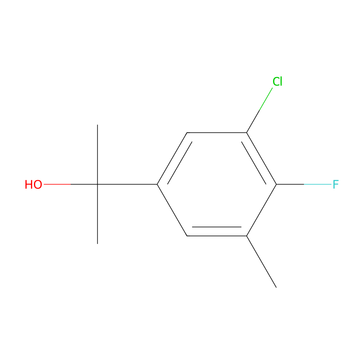 2-(3-Chloro-4-fluoro-5-methylphenyl)propan-2-ol molecular structure, CAS 1783525-64-3