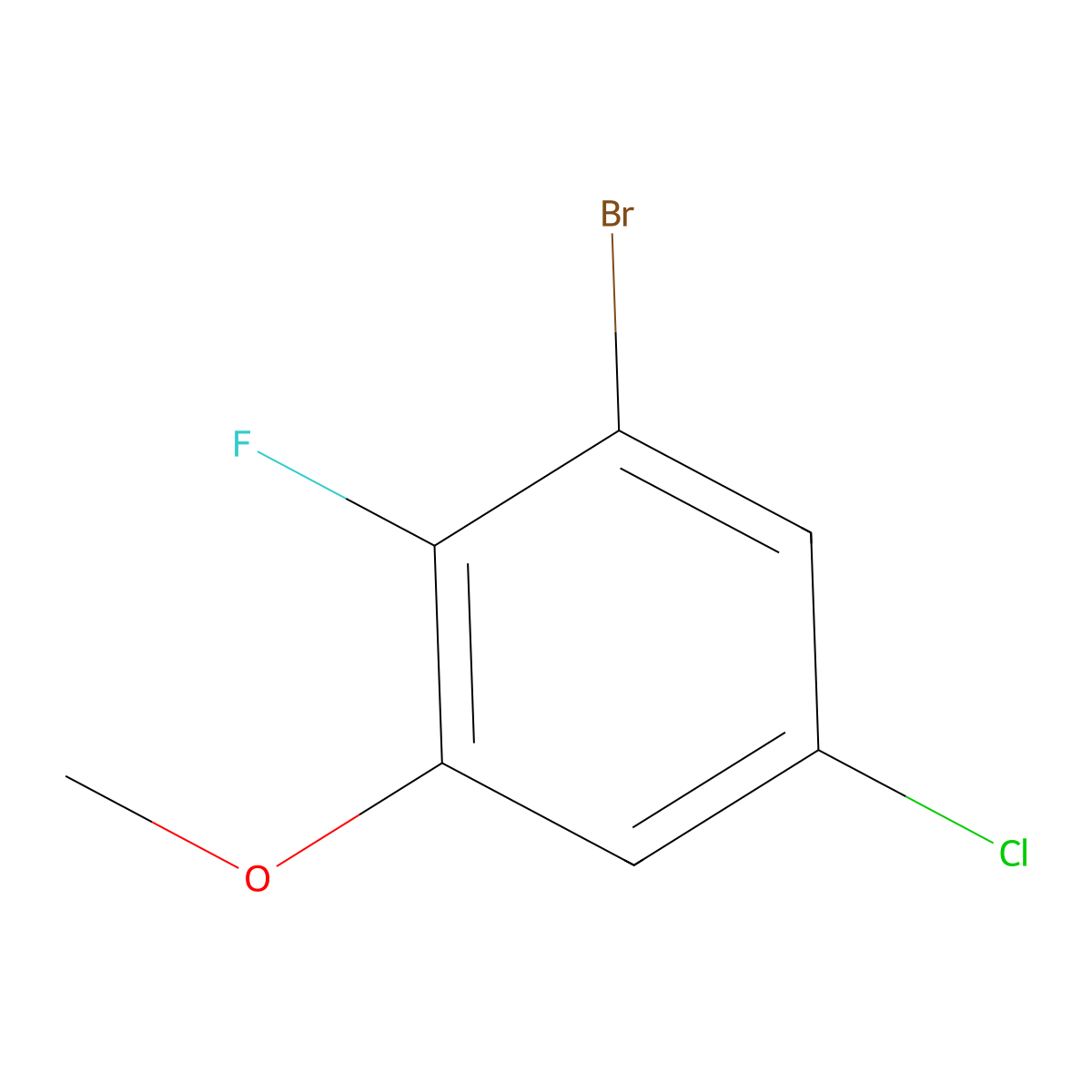 1-Bromo-5-chloro-2-fluoro-3-methoxybenzene molecular structure, CAS 1783528-02-8
