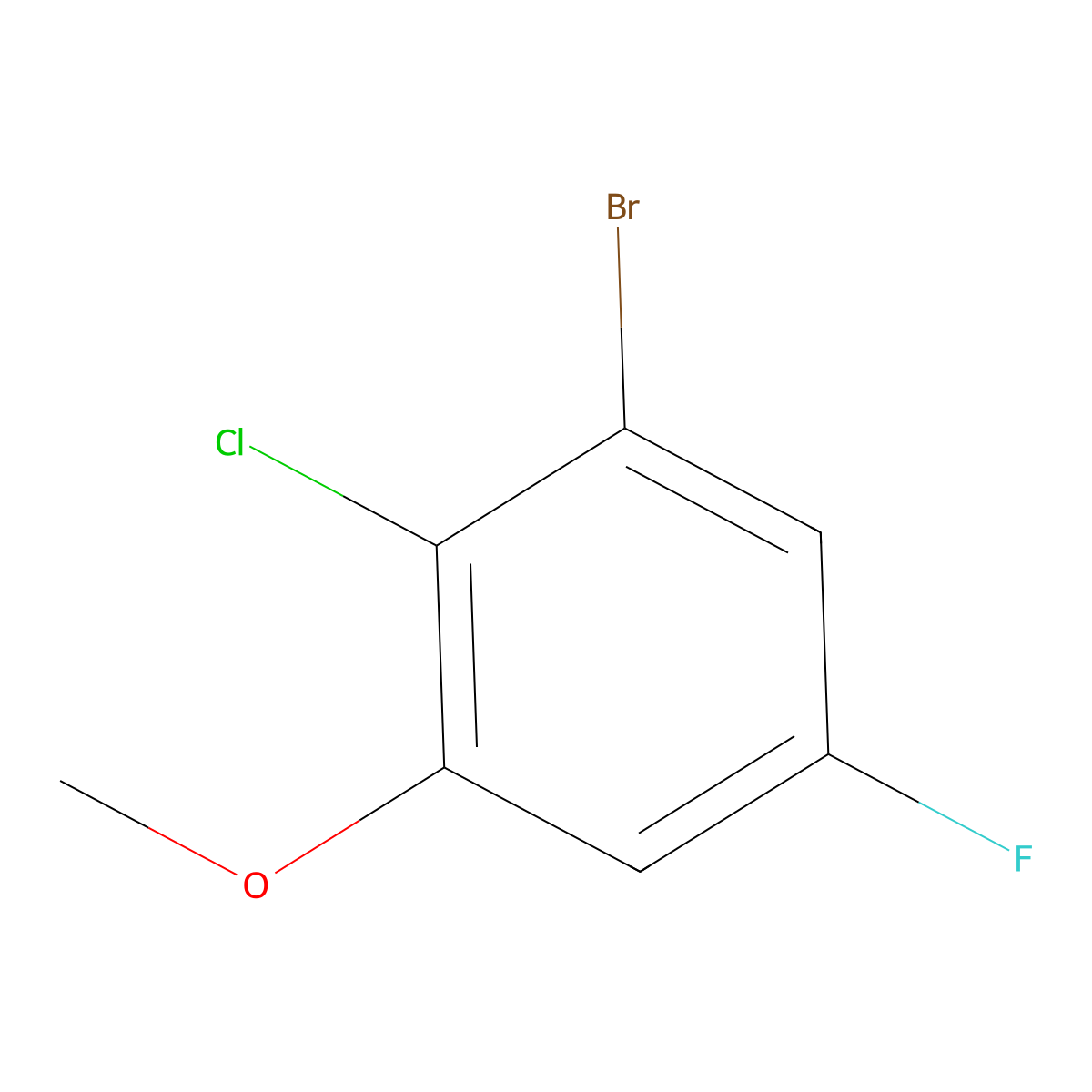 1-Bromo-2-chloro-5-fluoro-3-methoxybenzene molecular structure, CAS 1783528-09-5