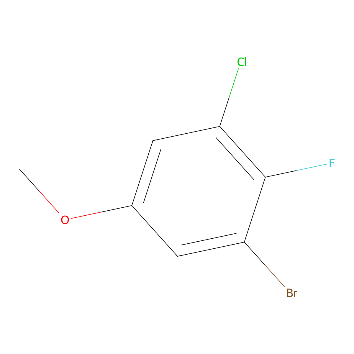 1-Bromo-3-chloro-2-fluoro-5-methoxybenzene molecular structure, CAS 1783528-34-6
