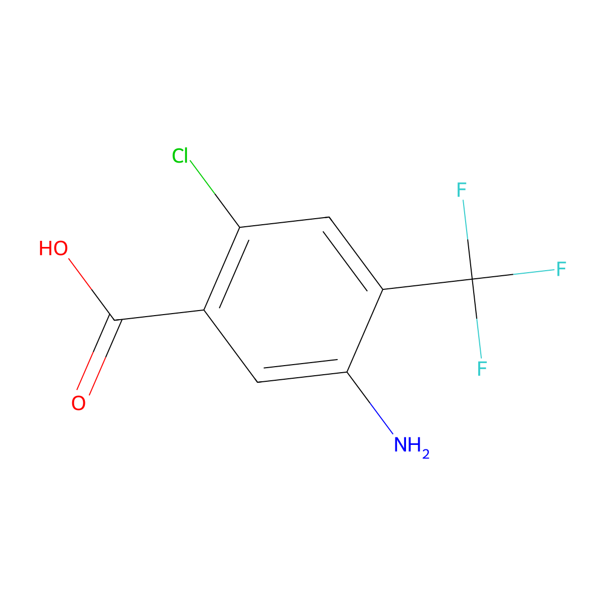 5-Amino-2-chloro-4-(trifluoromethyl)benzoic acid molecular structure, CAS 1783528-48-2