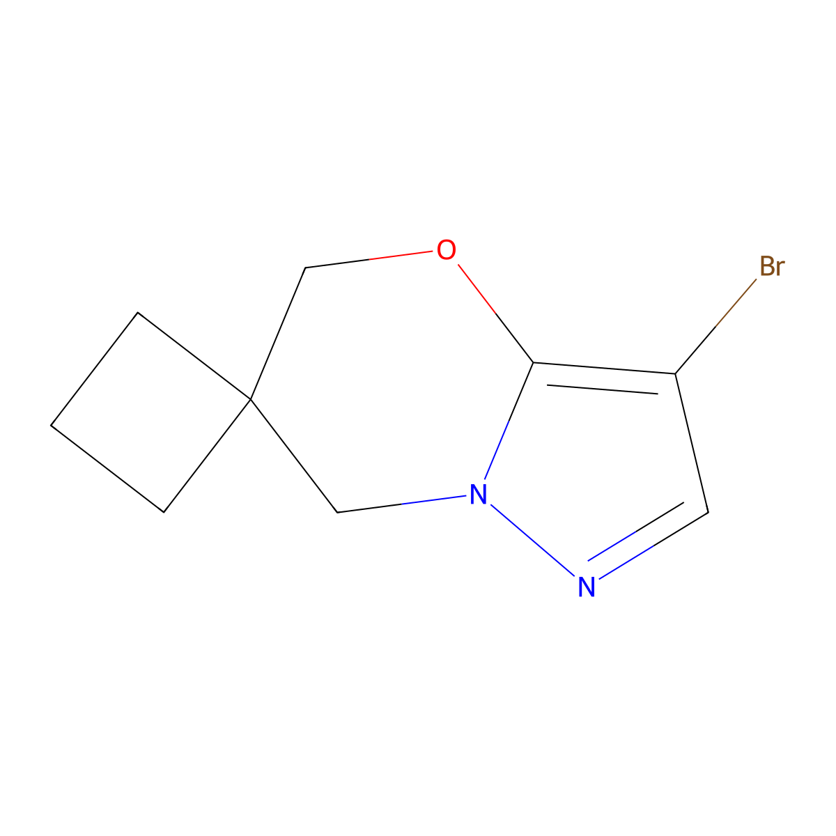3'-Bromo-5'H,7'H-spiro[cyclobutane-1,6'-pyrazolo[5,1-b][1,3]oxazine] molecular structure, CAS 1783554-45-9