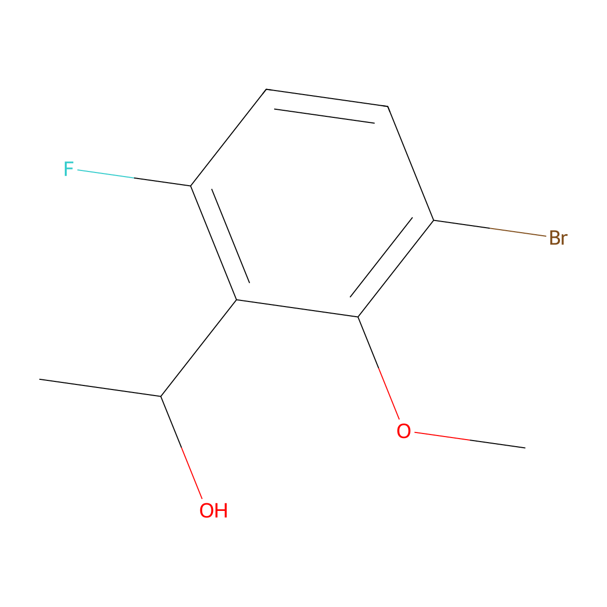 1-(3-Bromo-6-fluoro-2-methoxyphenyl)ethanol molecular structure, CAS 1783558-45-1