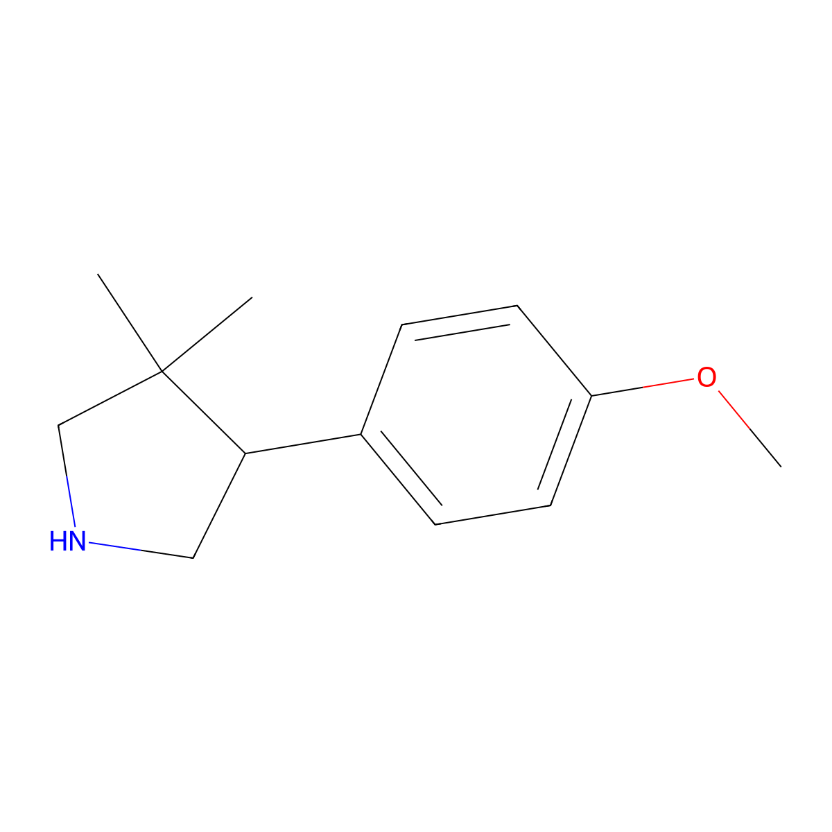 4-(4-Methoxyphenyl)-3,3-dimethylpyrrolidine molecular structure, CAS 1783563-56-3