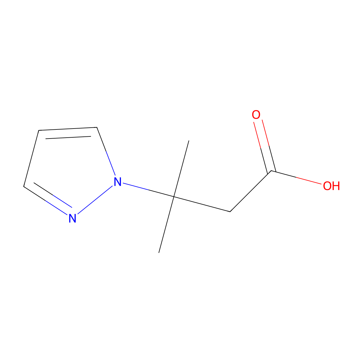 3-Methyl-3-(1h-pyrazol-1-yl)butanoic acid molecular structure, CAS 1783576-64-6