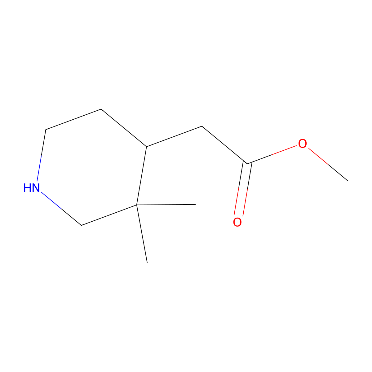 Methyl 2-(3,3-dimethylpiperidin-4-yl)acetate molecular structure, CAS 1783577-75-2
