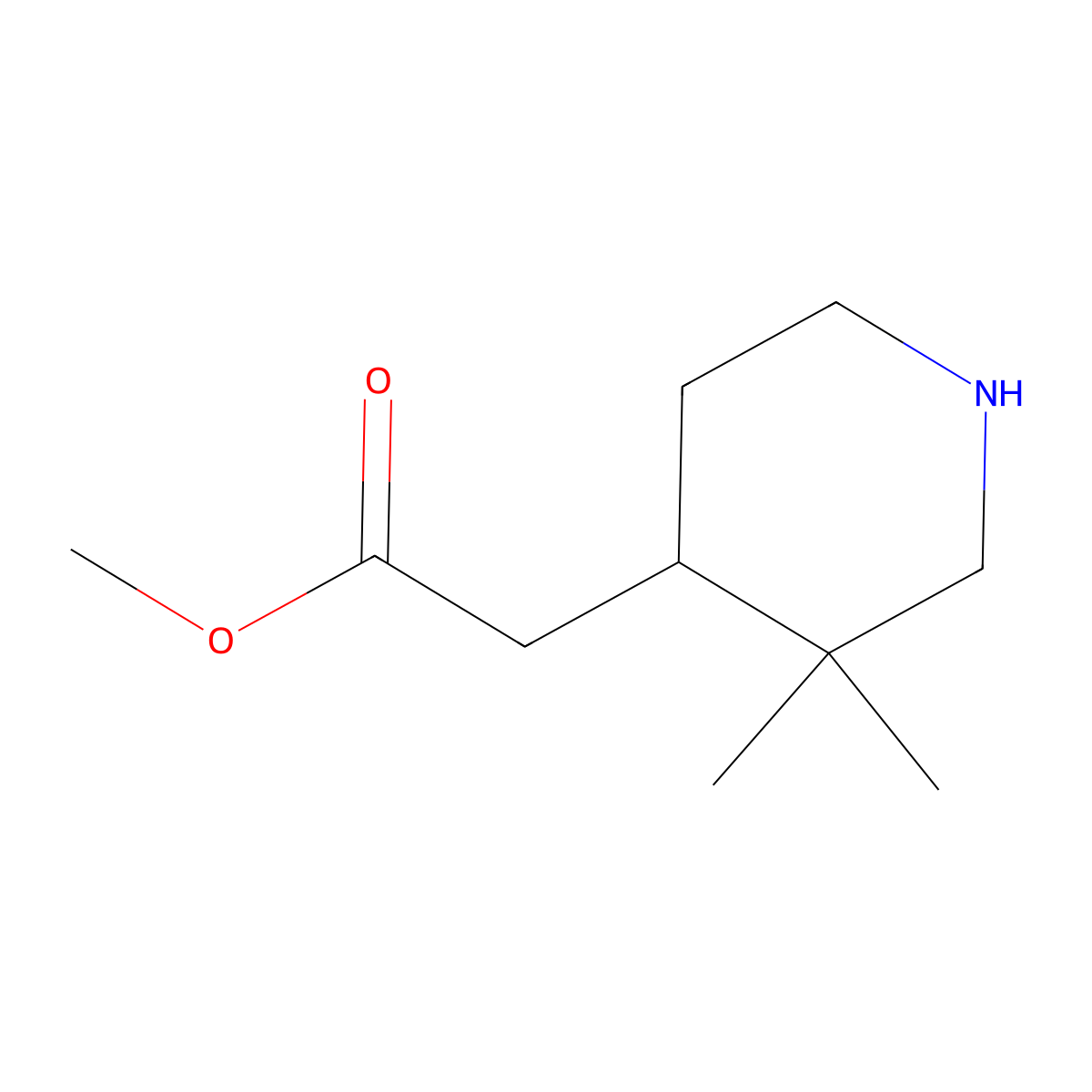 Methyl 2-(3,3-dimethylpiperidin-4-yl)acetate molecular structure, CAS 1783577-75-2