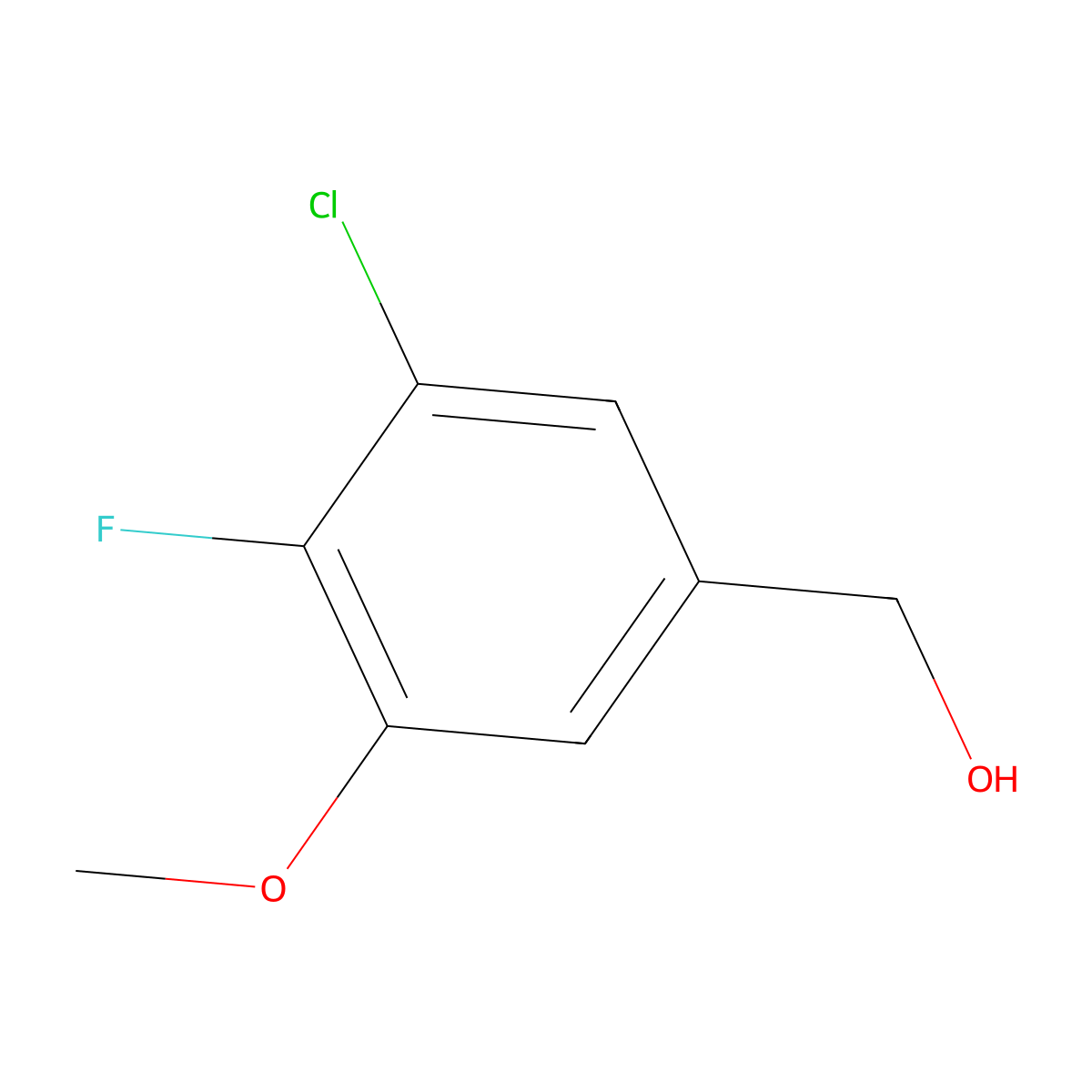 (3-Chloro-4-fluoro-5-methoxyphenyl)methanol molecular structure, CAS 1783586-60-6