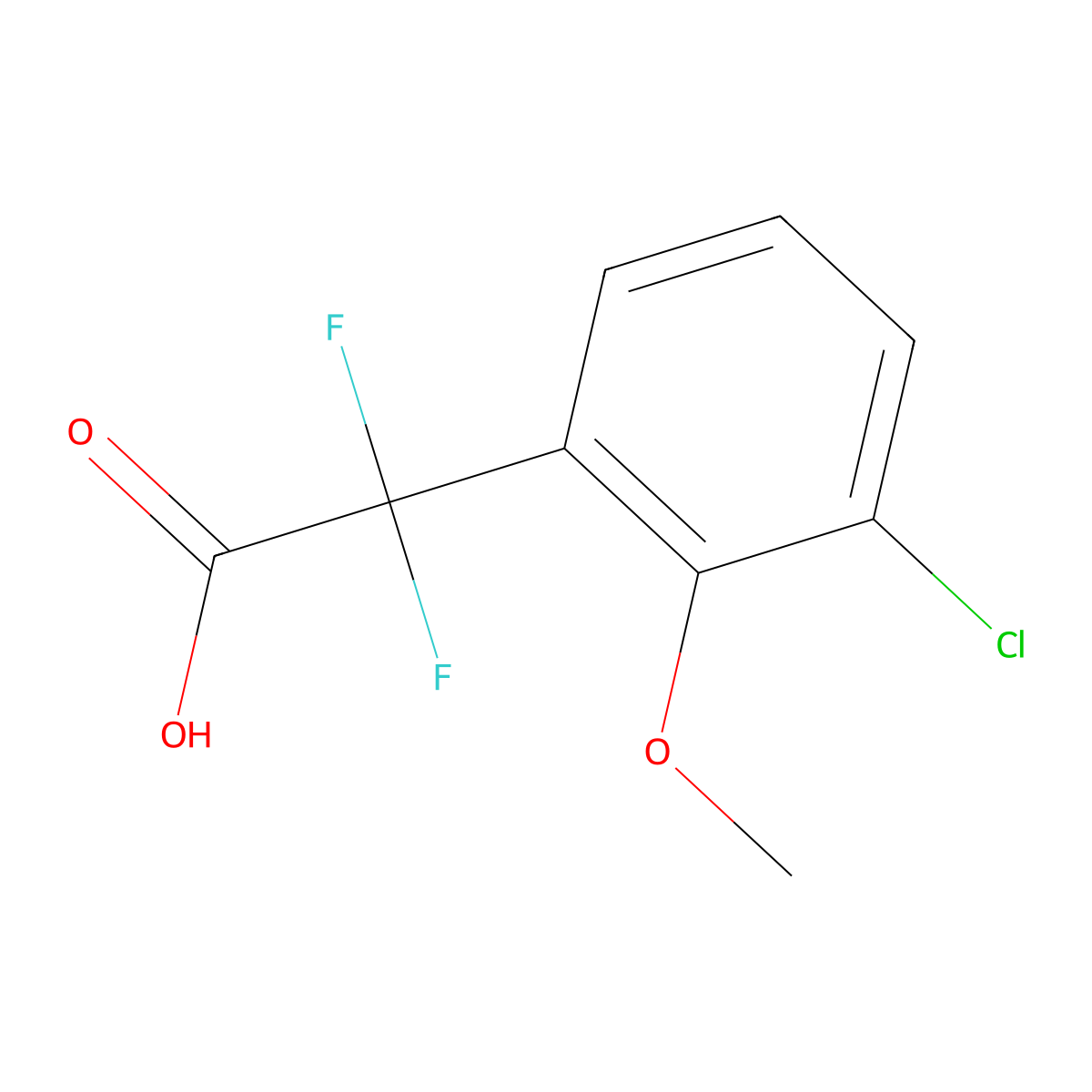 2-(3-Chloro-2-methoxyphenyl)-2,2-difluoroacetic acid molecular structure, CAS 1783600-58-7