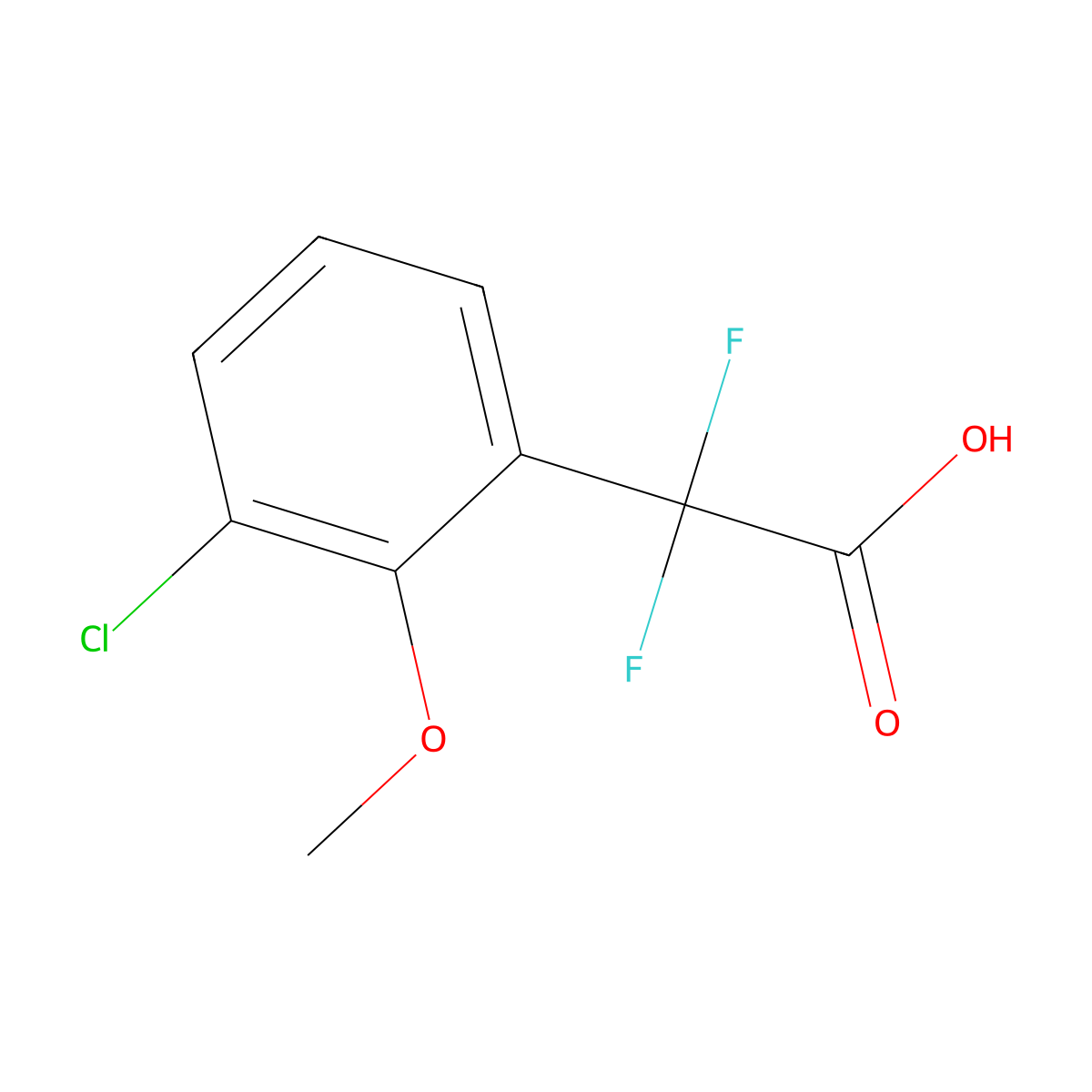 2-(3-Chloro-2-methoxyphenyl)-2,2-difluoroacetic acid molecular structure, CAS 1783600-58-7