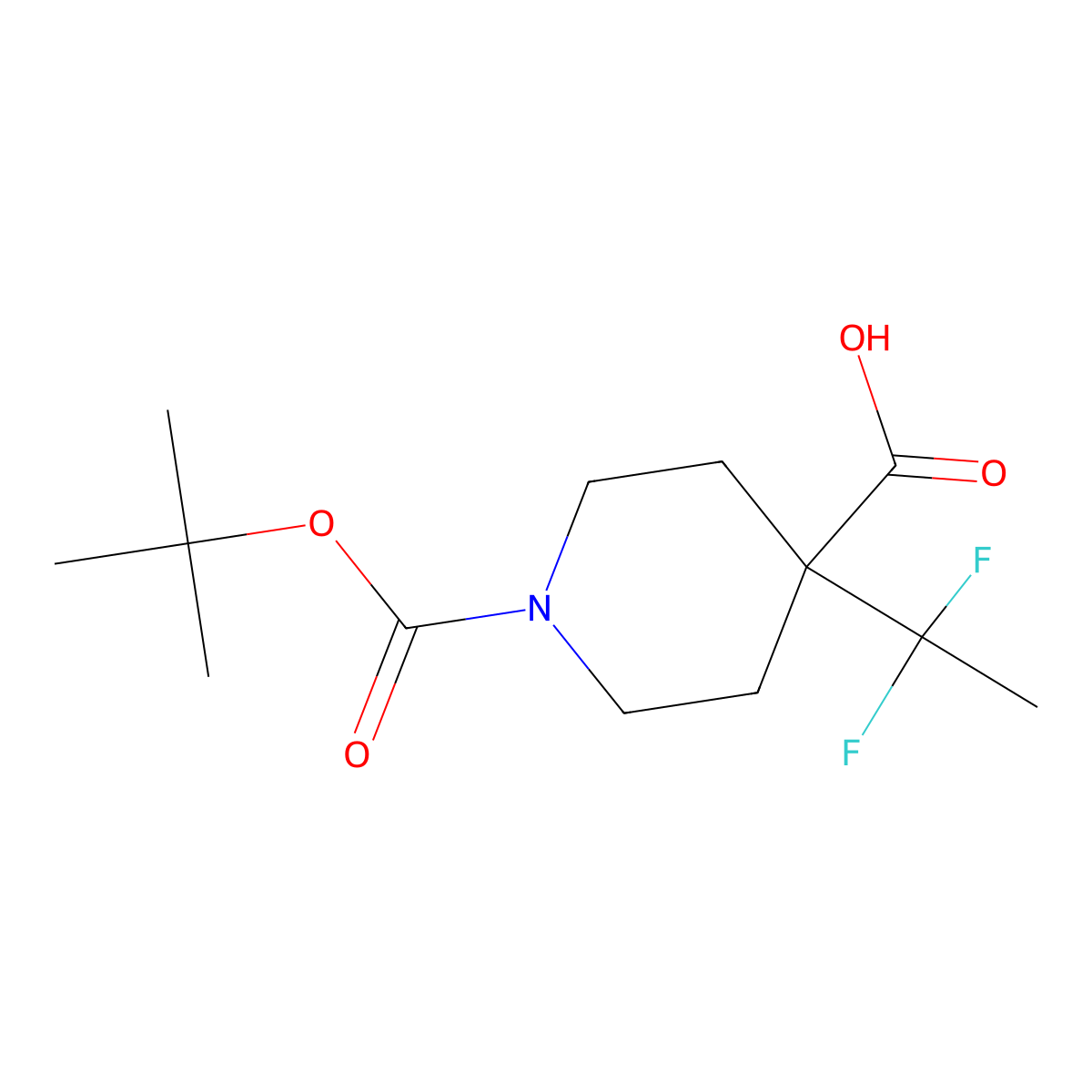 1-[(Tert-butoxy)carbonyl]-4-(1,1-difluoroethyl)piperidine-4-carboxylic acid molecular structure, CAS 1783603-34-8