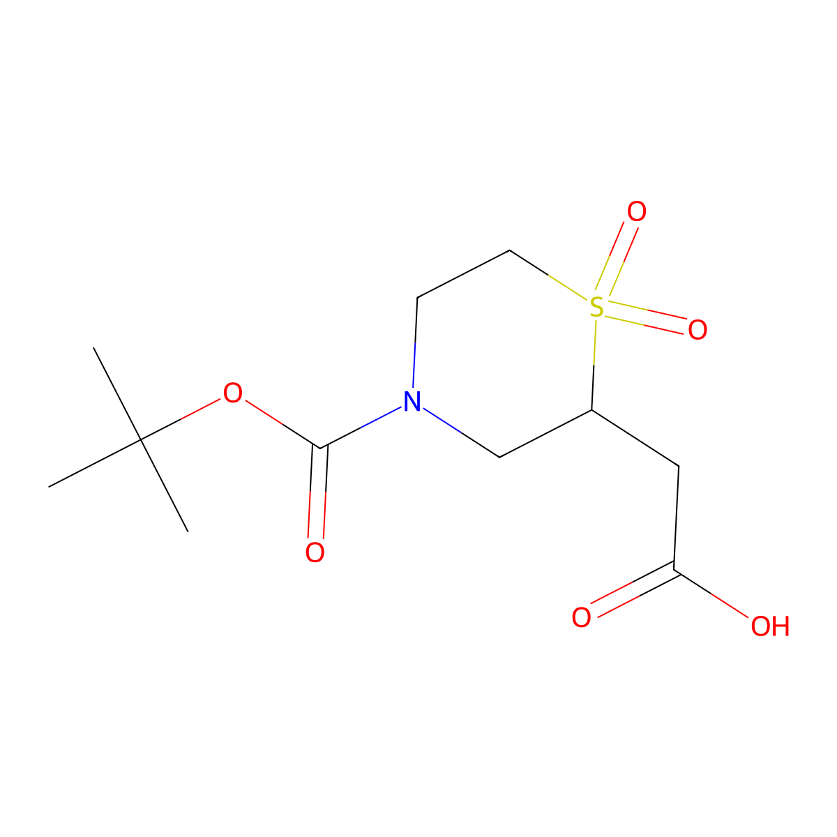 2-{4-[(Tert-butoxy)carbonyl]-1,1-dioxo-1lambda6-thiomorpholin-2-yl}acetic acid molecular structure, CAS 1783603-67-7
